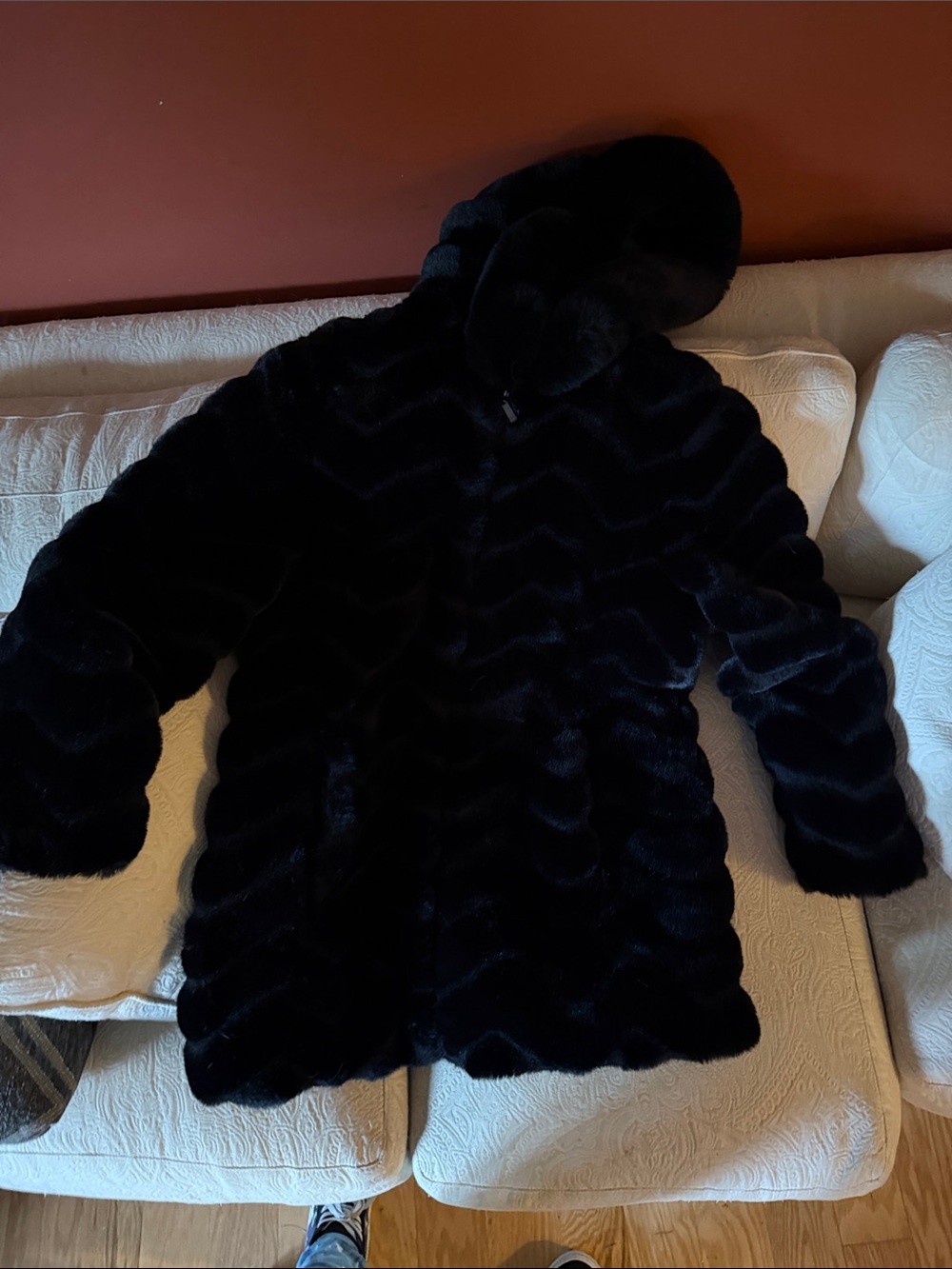 Women’s Black Faux Fur Hooded Coat